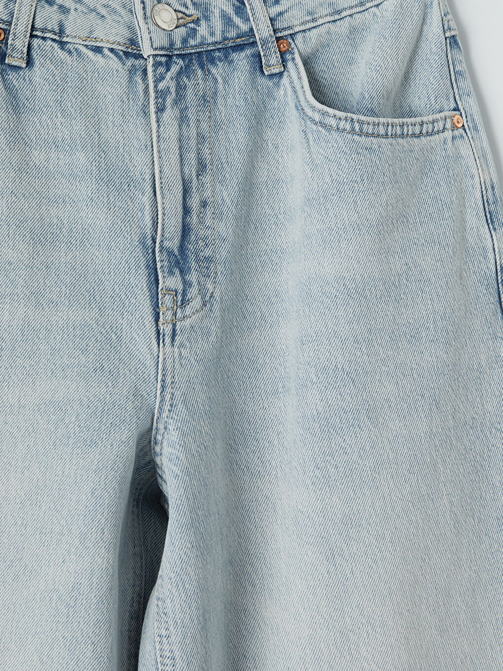 Mavi Yüksek Bel Wideleg Kadın Jean Pantolon-2