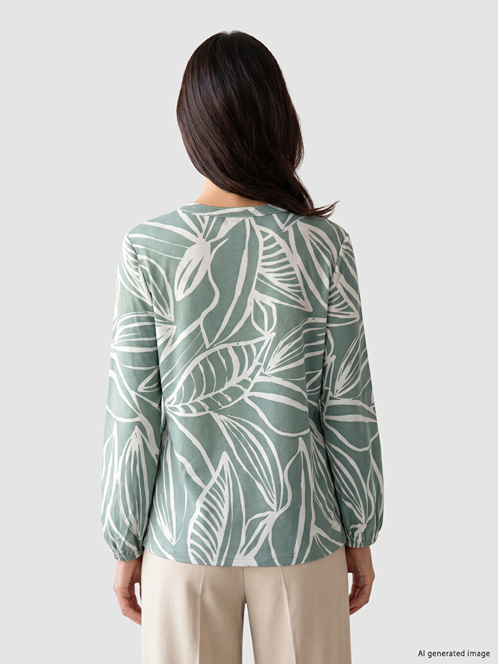 Tie Neck Patterned Blouse-2