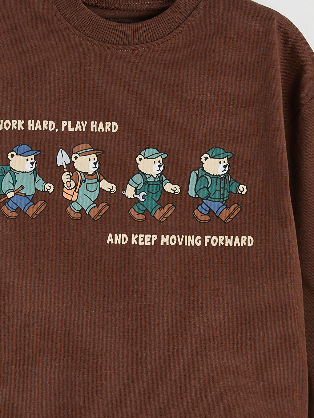 Kahverengi Bisiklet Yaka Baskılı Erkek Çocuk Tişört-2