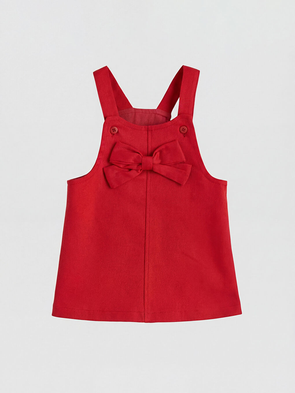 Kırmızı Fiyonklu Kız Bebek Gabardin Elbise-1