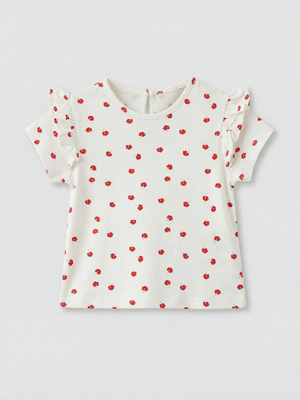 Kırmızı Fiyonklu Kız Bebek Gabardin Elbise-3