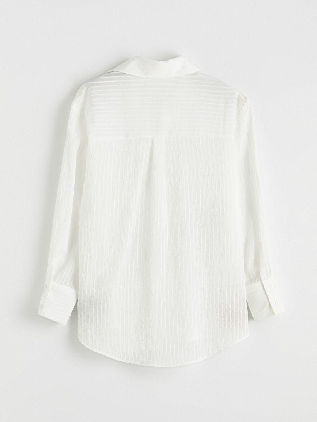 Beyaz Çizgili Oversize Kadın Gömlek-1