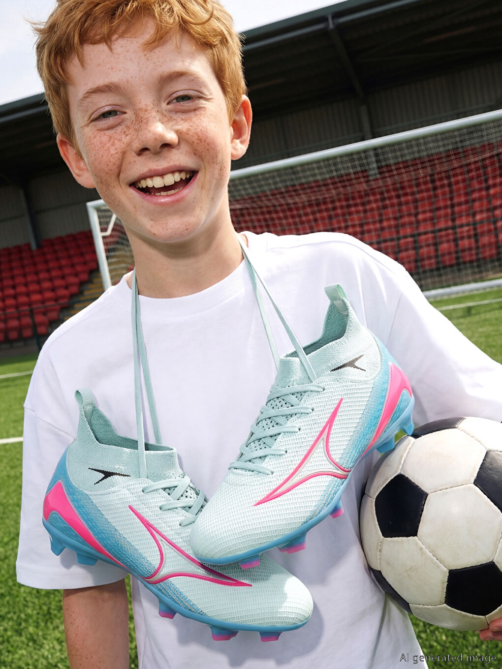 Turkuaz Çoraplı Erkek Çocuk Krampon