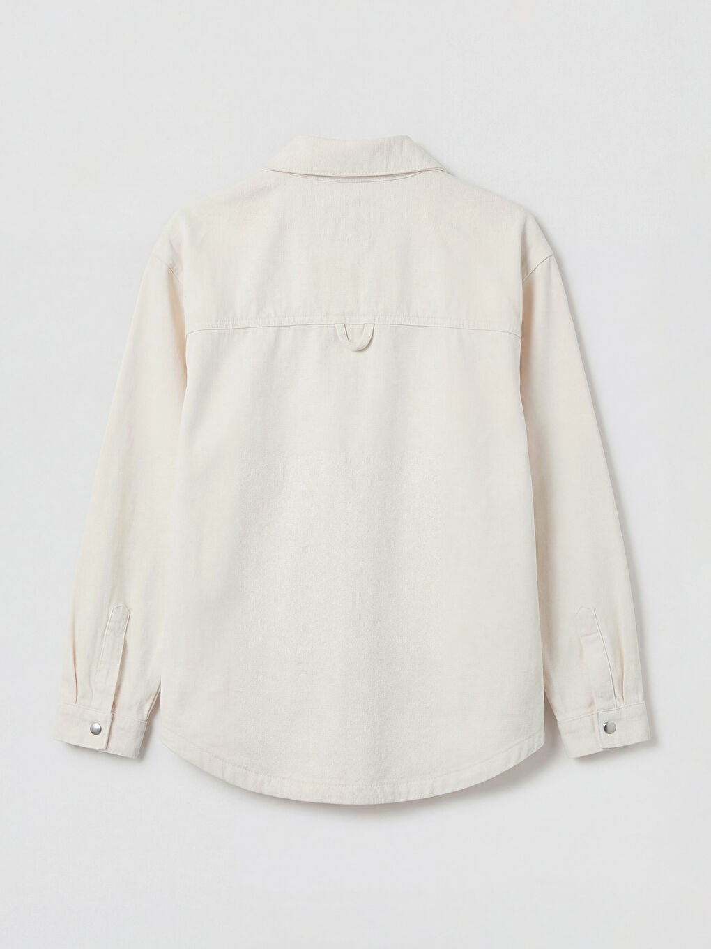 Ekru Gömlek Yaka Kadın Jean Ceket-7