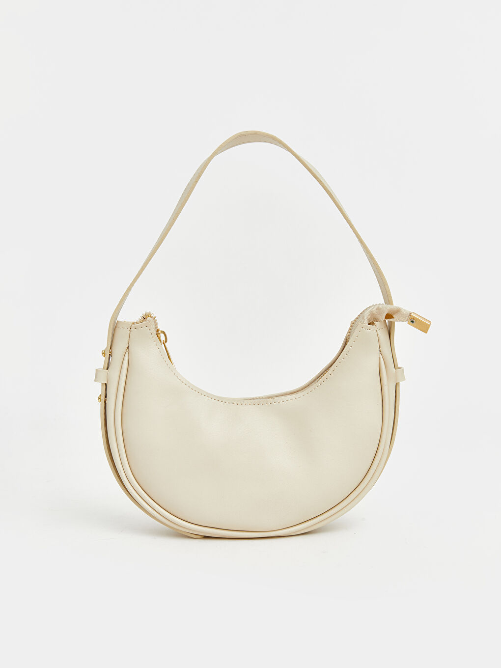 Ekru Deri Görünümlü Moon Kız Çocuk Kol Çantası