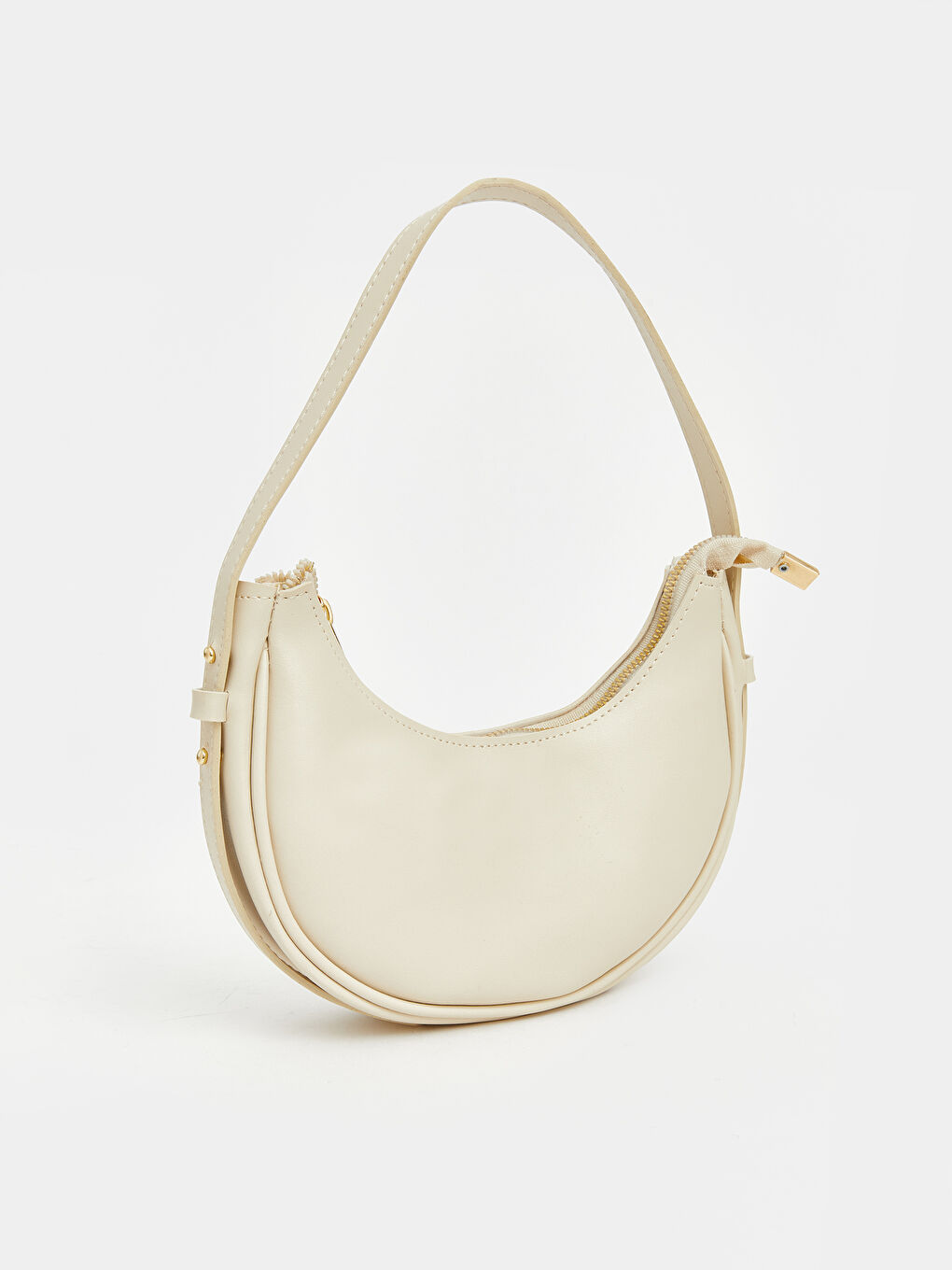 Ekru Deri Görünümlü Moon Kız Çocuk Kol Çantası-1