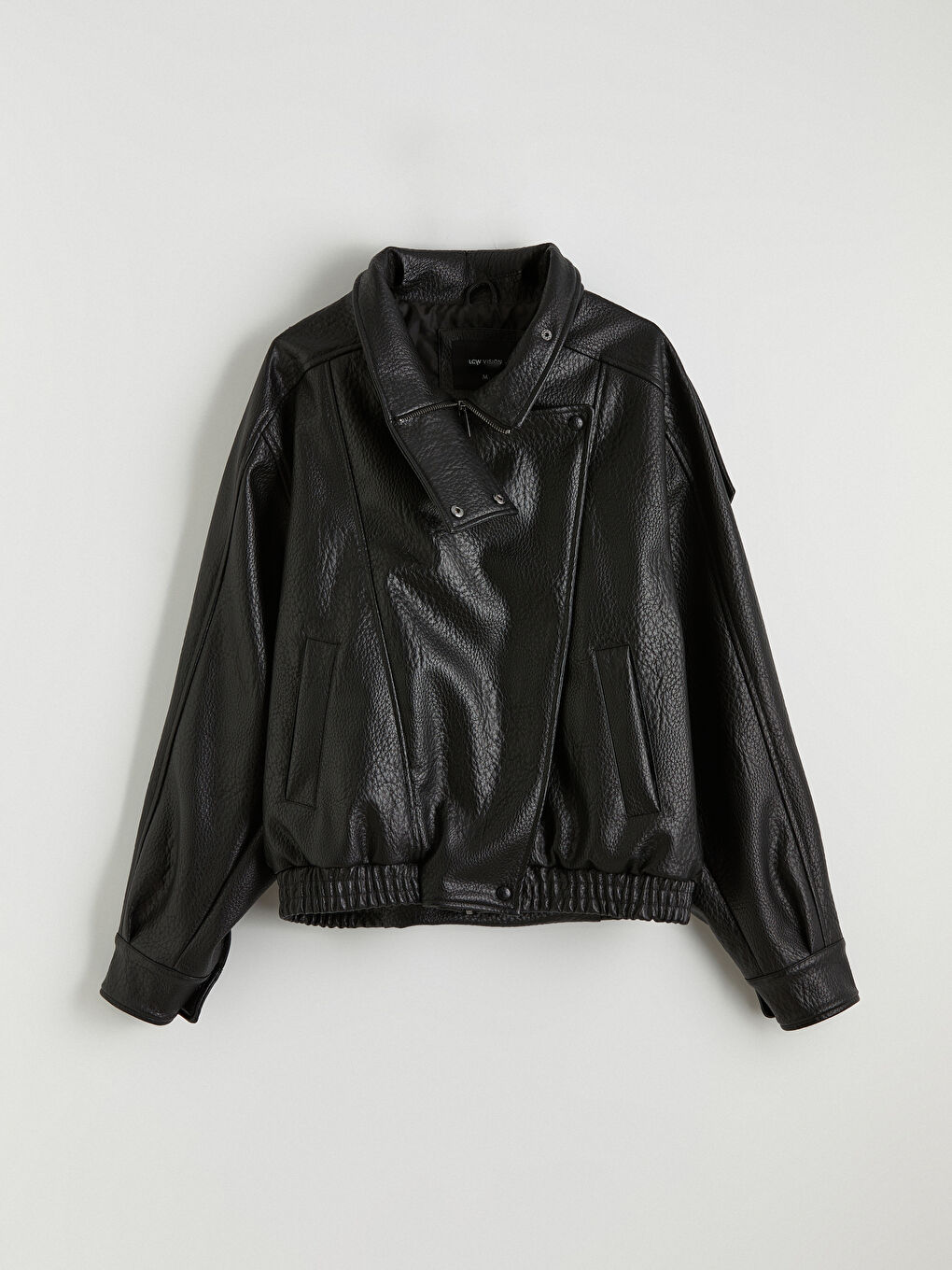 Veste en similicuir pour femme à col montant-6