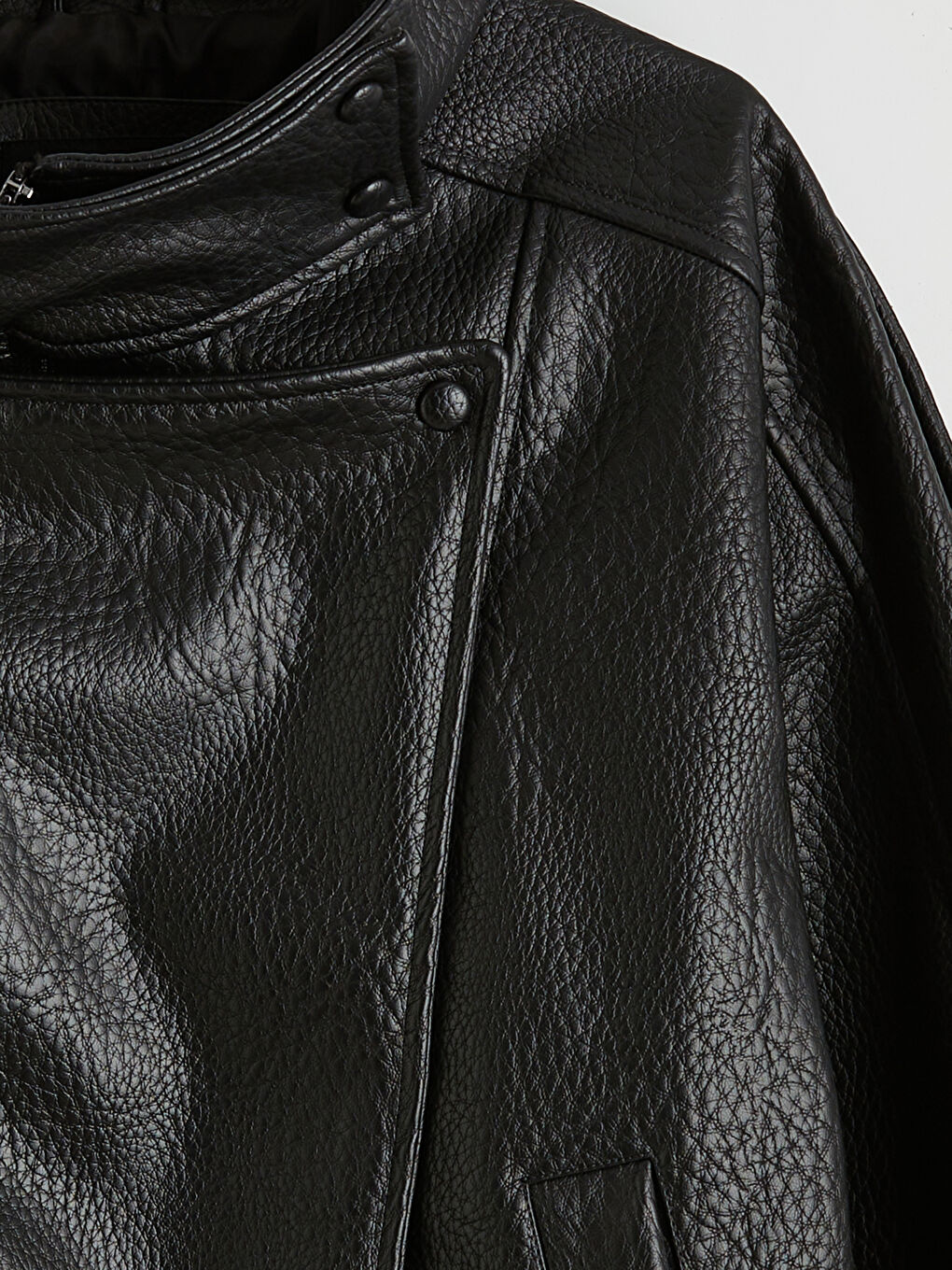 Veste en similicuir pour femme à col montant-7