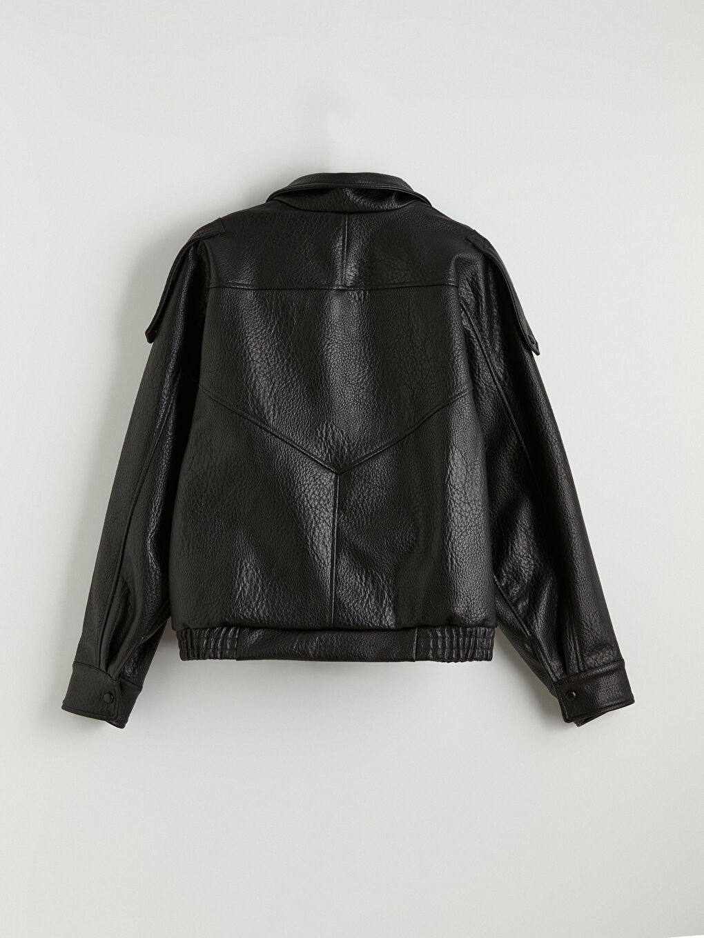 Veste en similicuir pour femme à col montant-9