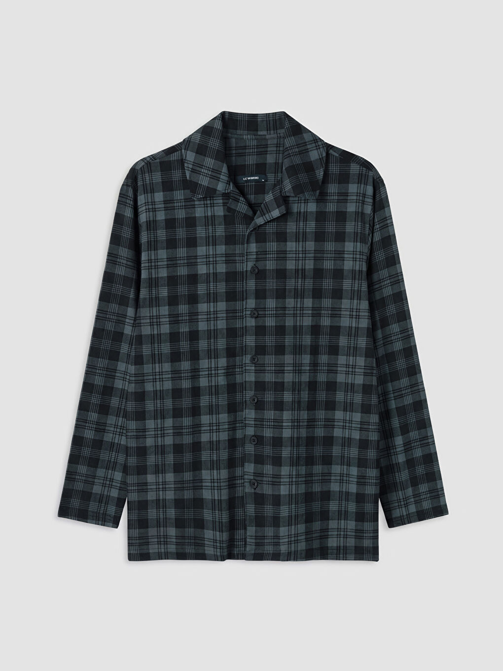 Siyah Standart Kalıp Ekose Erkek Pijama Takımı-5