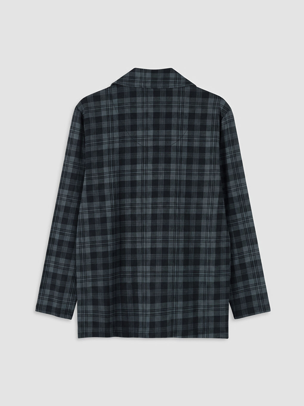 Siyah Standart Kalıp Ekose Erkek Pijama Takımı-9