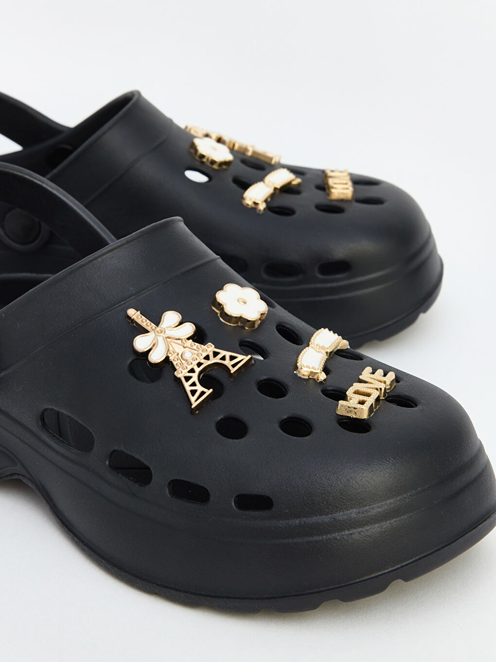 Siyah Baskılı Kız Çocuk Plaj Sandaleti-2