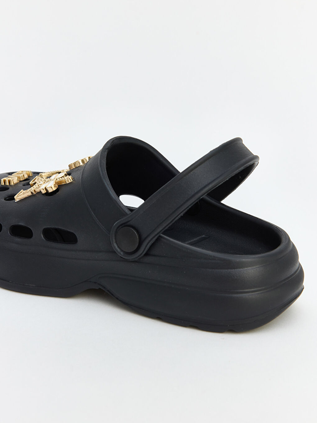 Siyah Baskılı Kız Çocuk Plaj Sandaleti-4