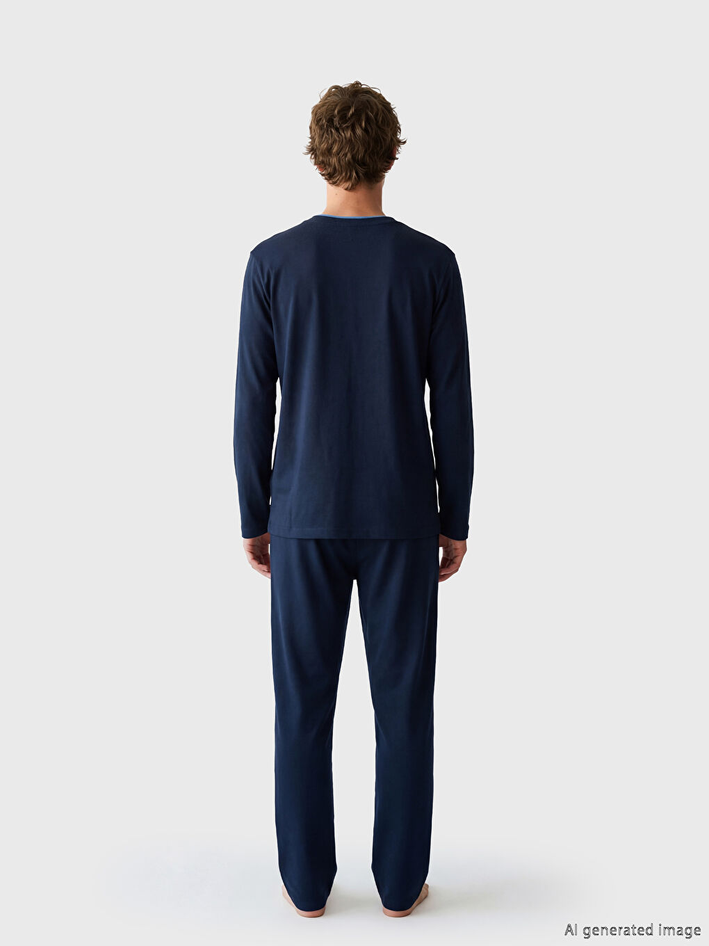 Lacivert Standart Kalıp Erkek Pijama Takımı-3