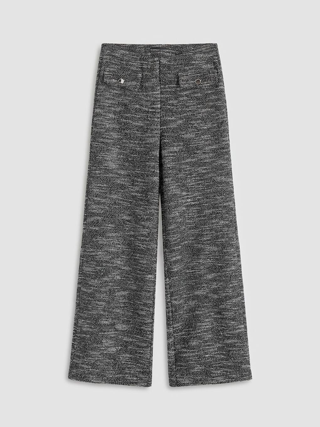 Gri Beli Lastikli Desenli Kadın Pantolon-4