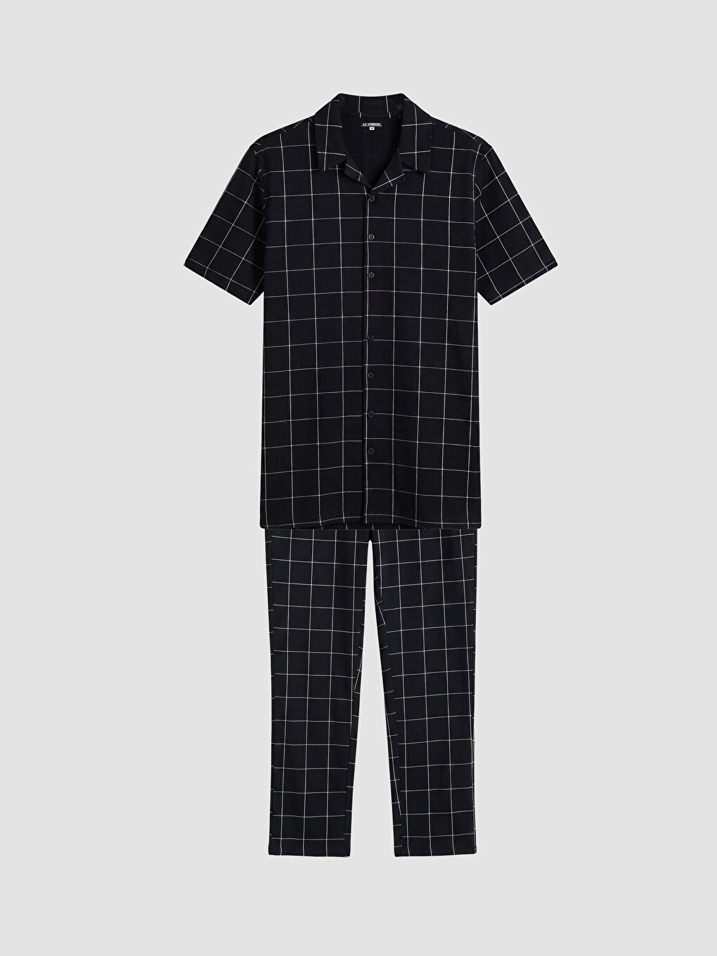 Siyah Regular Fit Ekose Erkek Pijama Takım