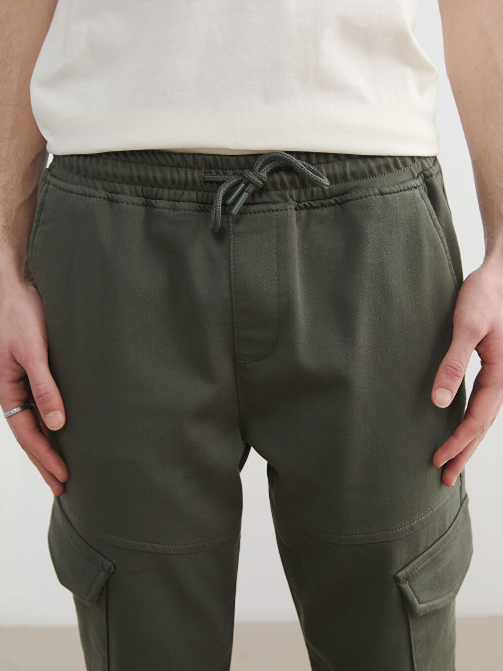 Haki Slim Fit Erkek Kargo Pantolon-2