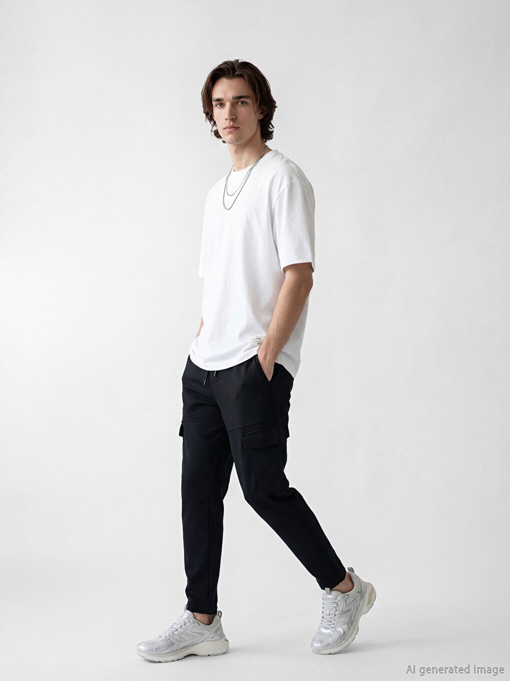 Siyah Slim Fit Erkek Kargo Pantolon