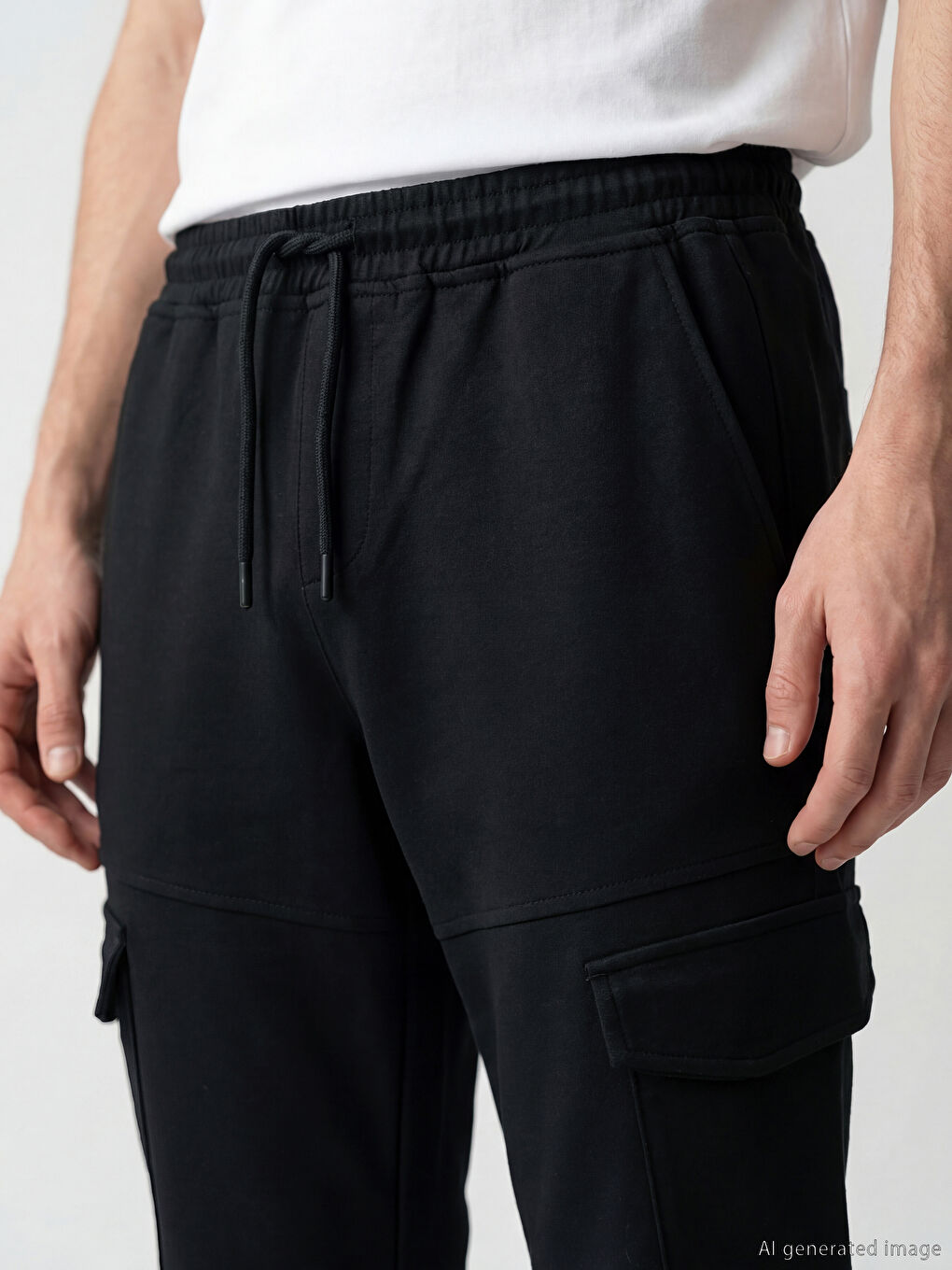 Siyah Slim Fit Erkek Kargo Pantolon-2