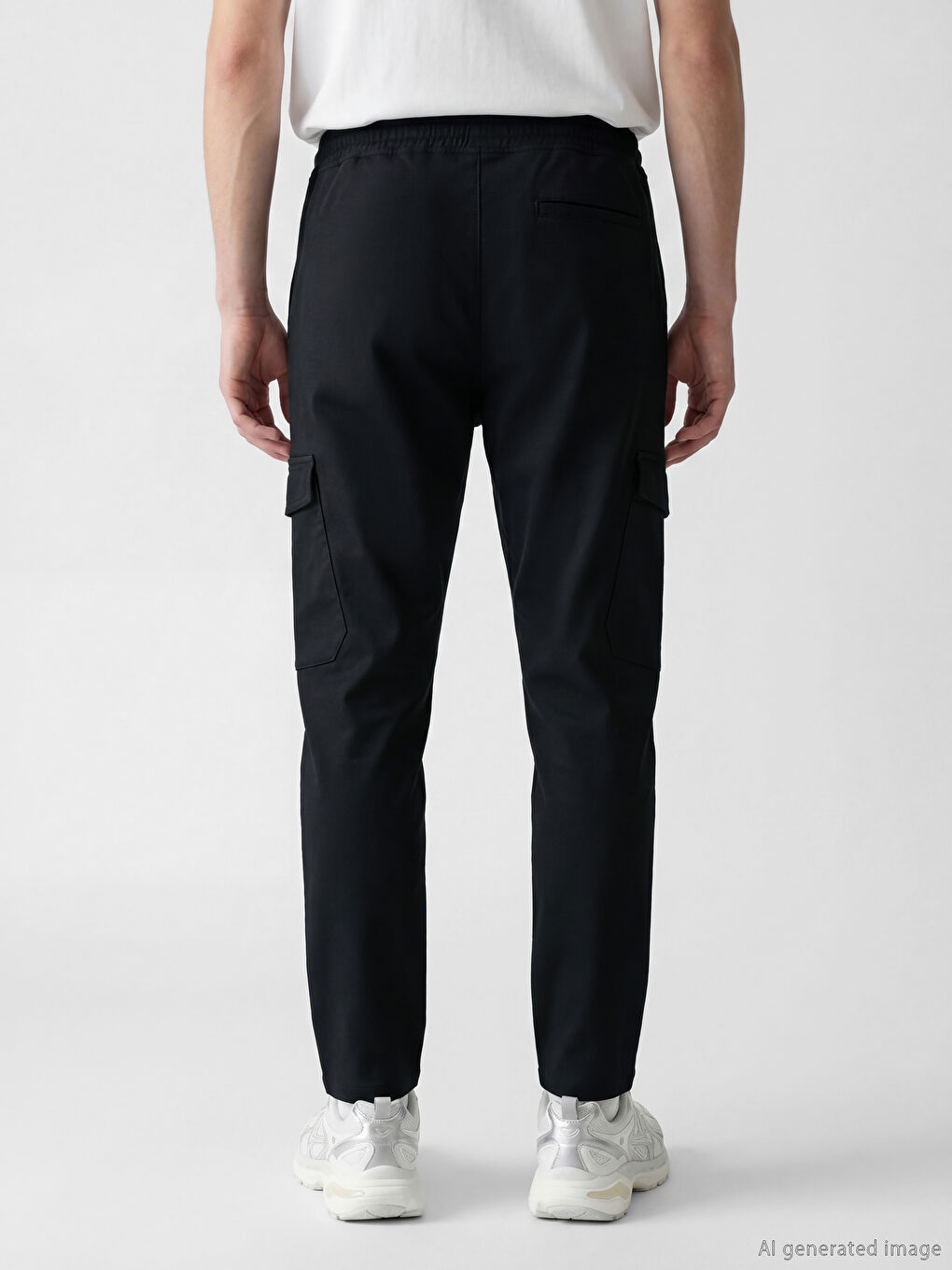 Siyah Slim Fit Erkek Kargo Pantolon-3