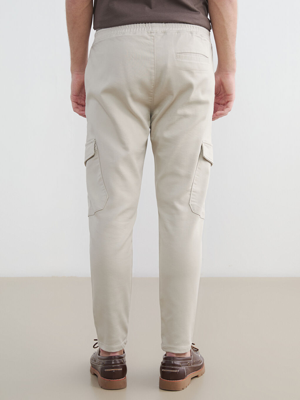 Bej Slim Fit Erkek Kargo Pantolon-3