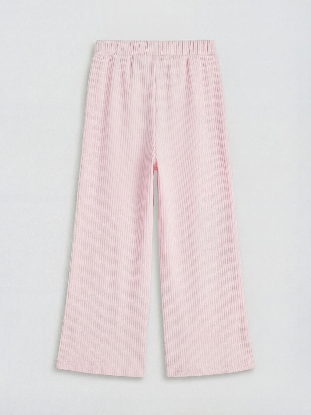 Pembe Kız Çocuk Müslin Geniş Paça Pantolon-1