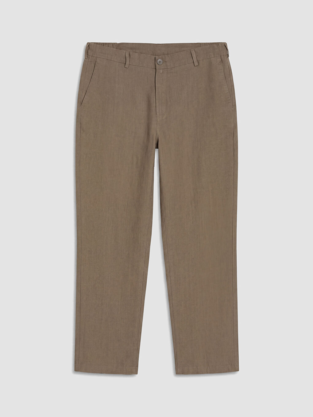 Kahverengi Regular Fit %100 Keten Erkek Pantolon