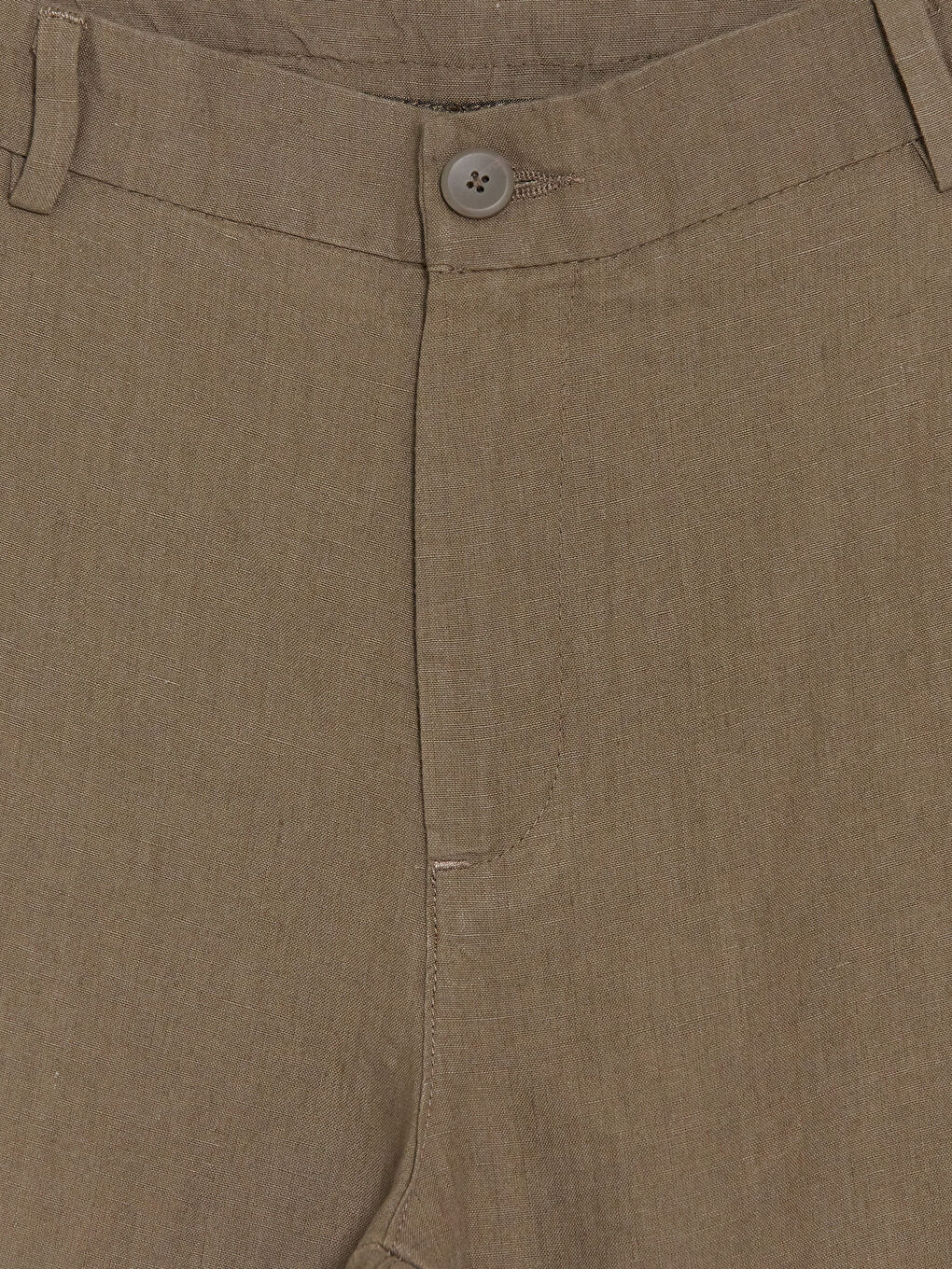 Kahverengi Regular Fit %100 Keten Erkek Pantolon-1