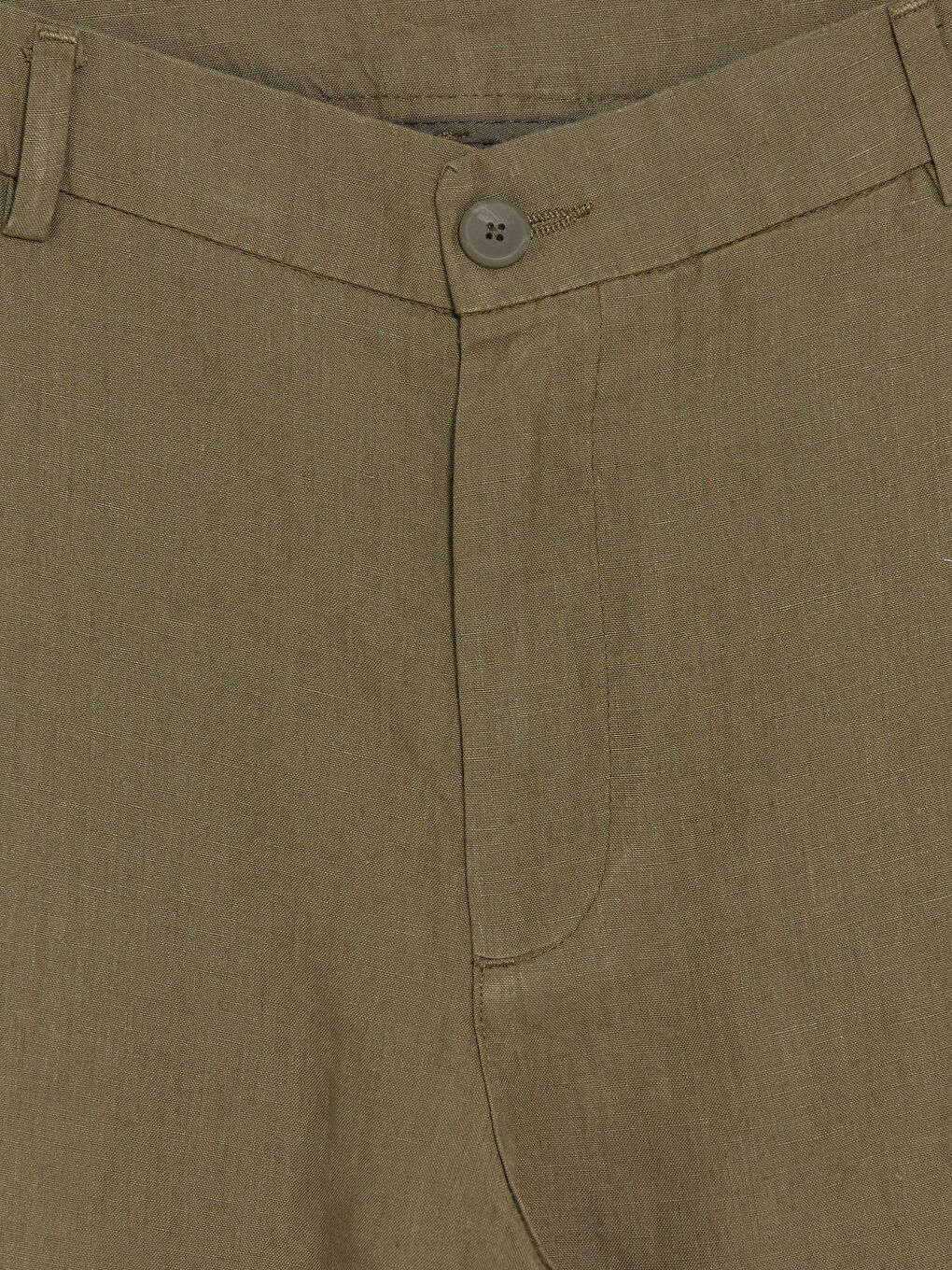 Haki Regular Fit %100 Keten Erkek Pantolon-1