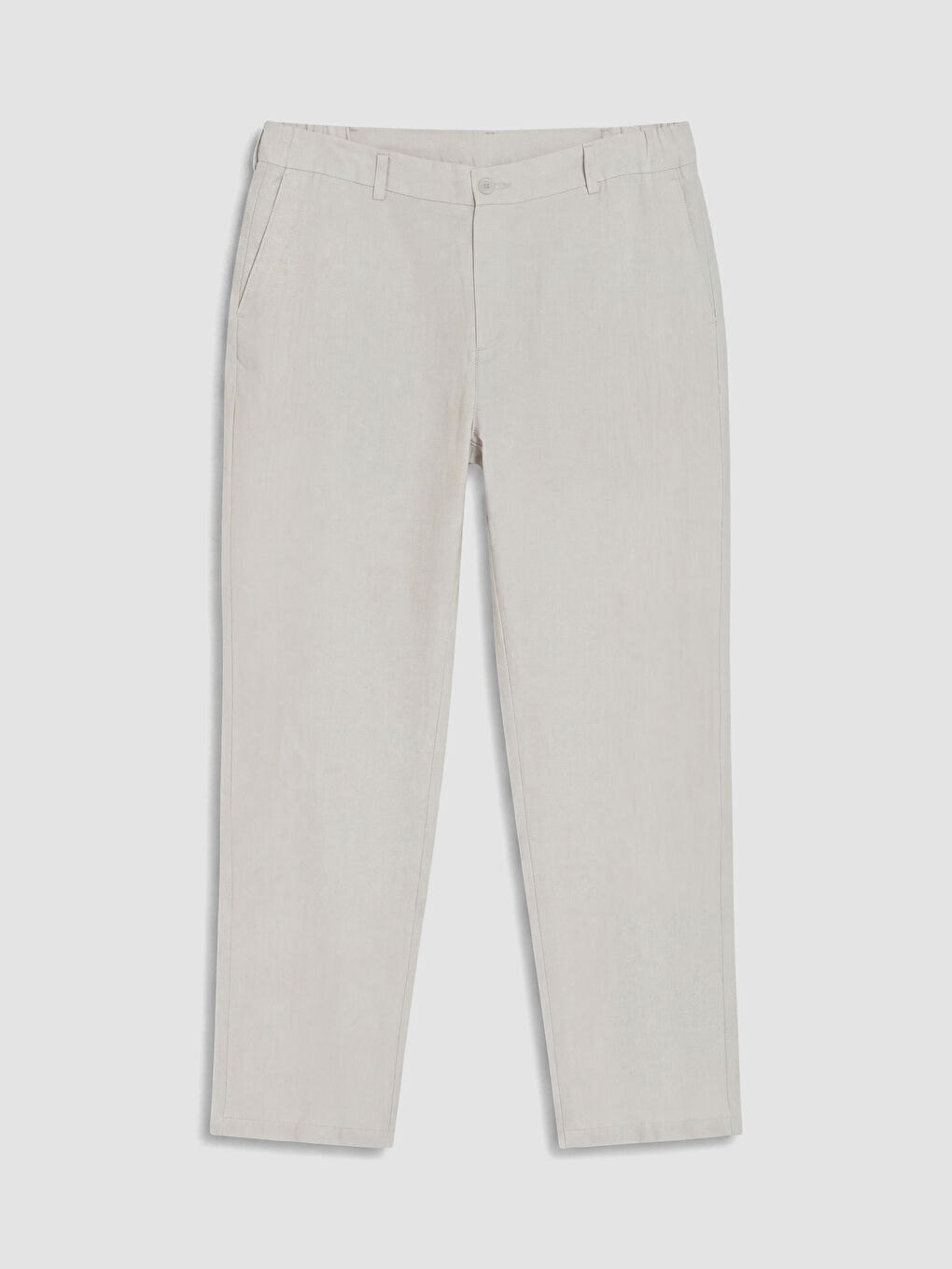 Bej Regular Fit %100 Keten Erkek Pantolon