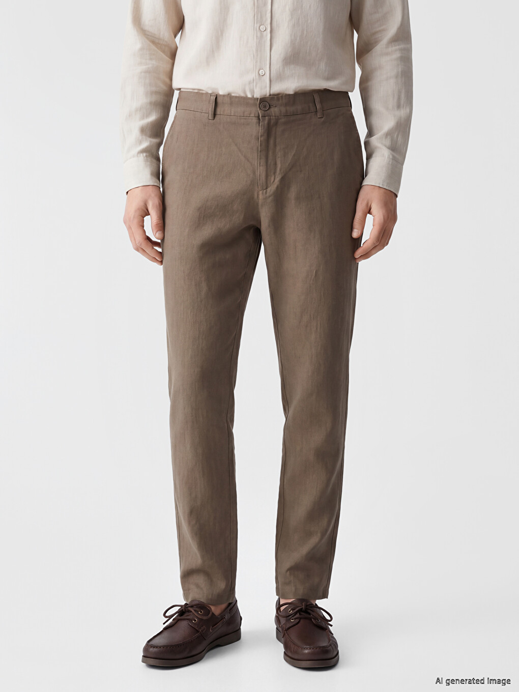 Regular Fit %100 Linen Men's Trousers-1