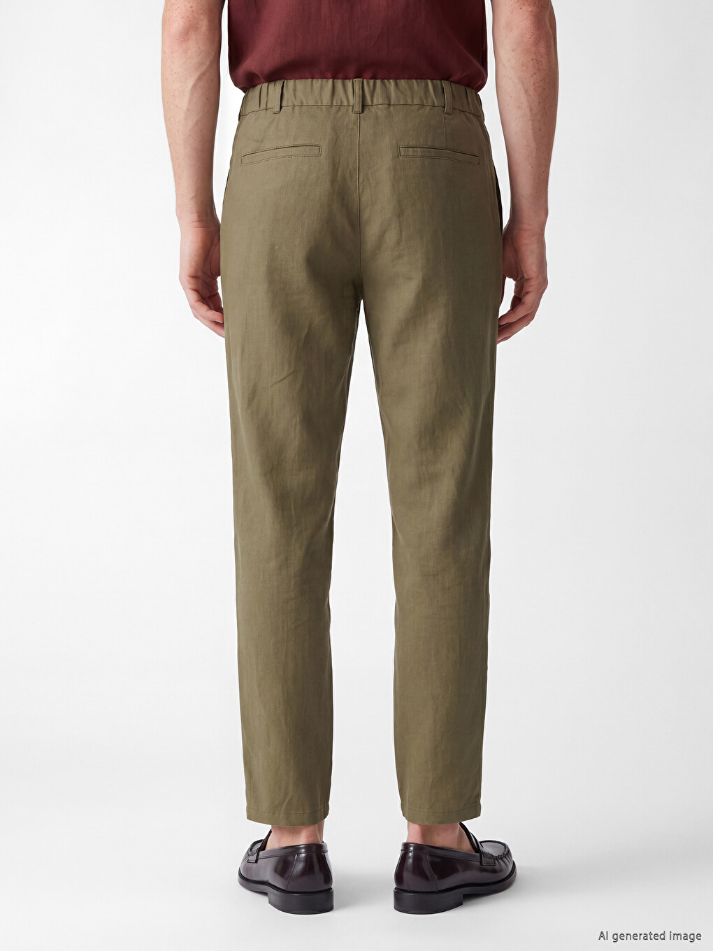 Regular Fit %100 Linen Men's Trousers-3