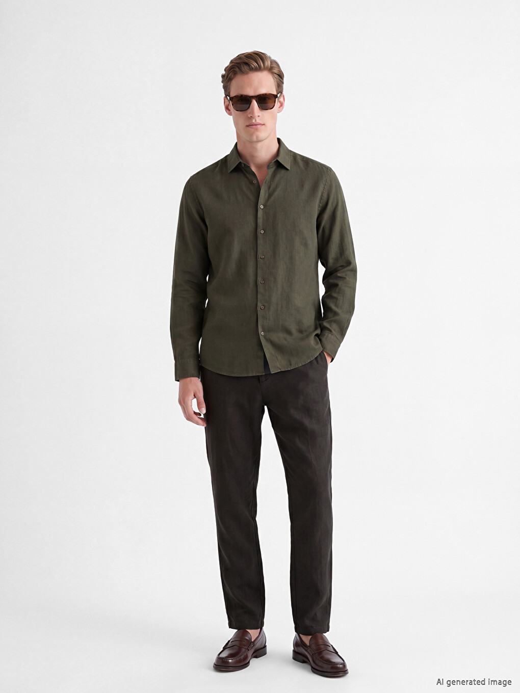 Regular Fit %100 Linen Men's Trousers