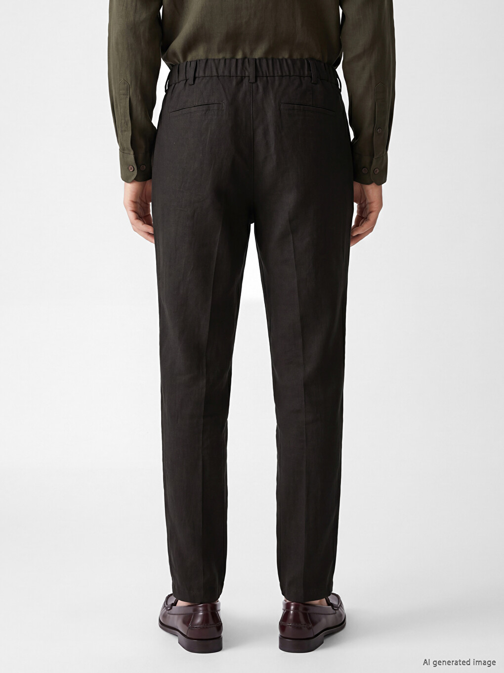 Regular Fit %100 Linen Men's Trousers-3