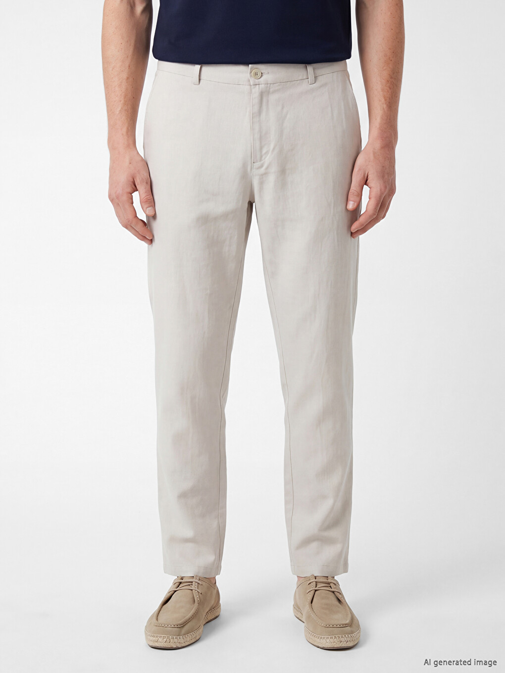 Regular Fit %100 Linen Men's Trousers-1