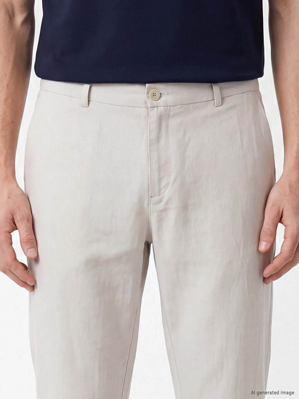 Regular Fit %100 Linen Men's Trousers-2