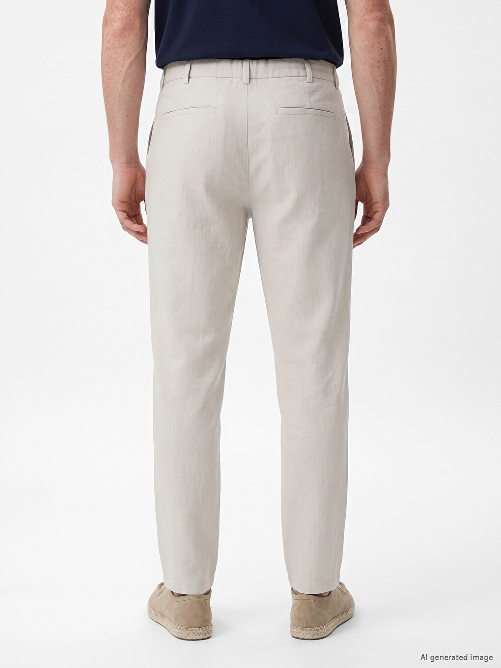 Regular Fit %100 Linen Men's Trousers-3