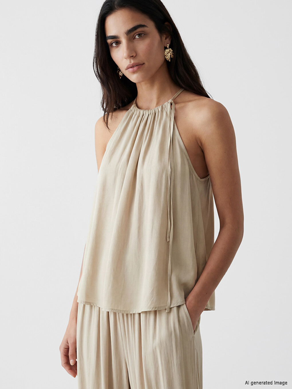 Halter Neck Ruched Blouse