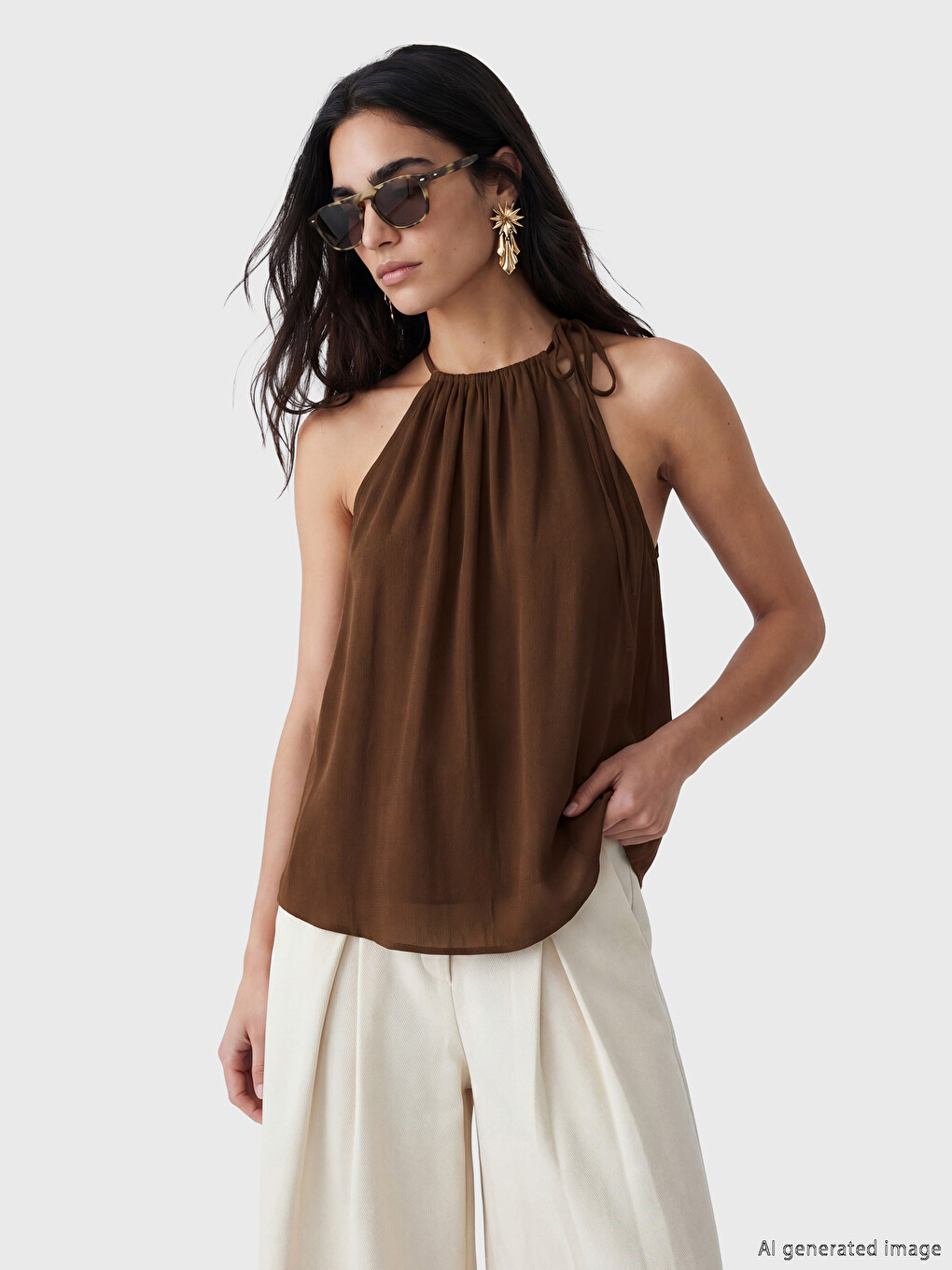 Halter Neck Ruched Blouse