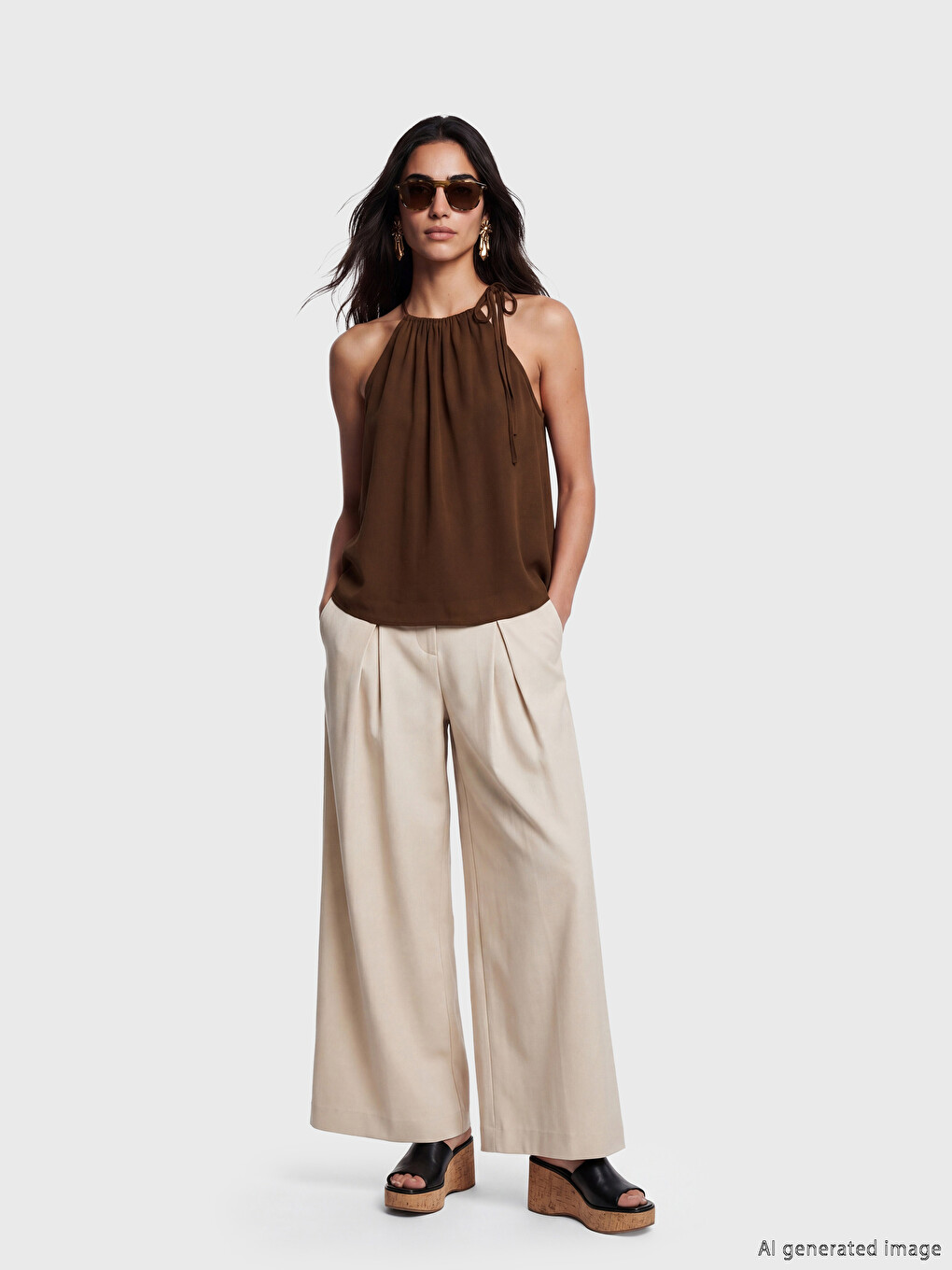 Halter Neck Ruched Blouse-1