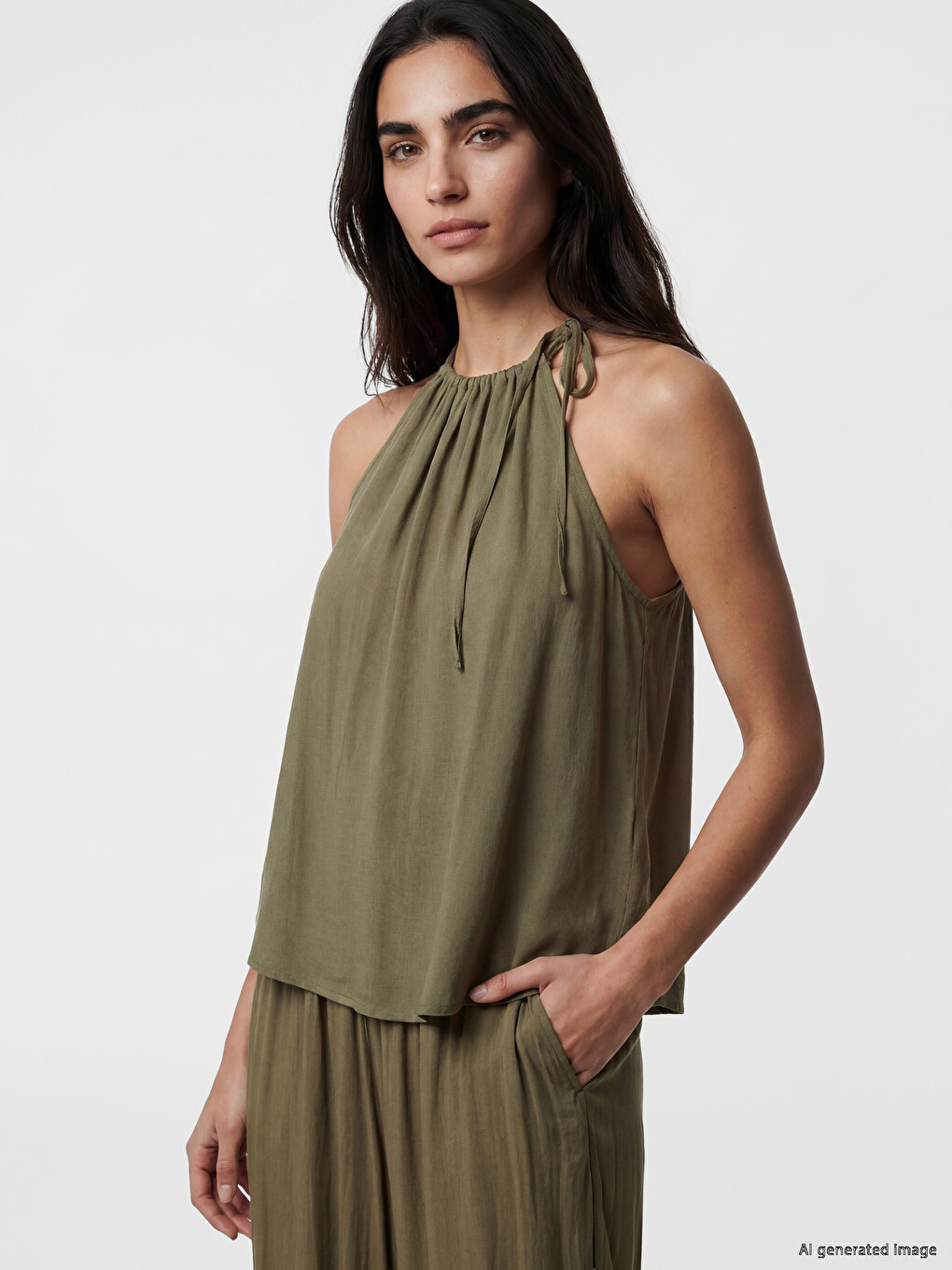 Halter Neck Ruched Blouse