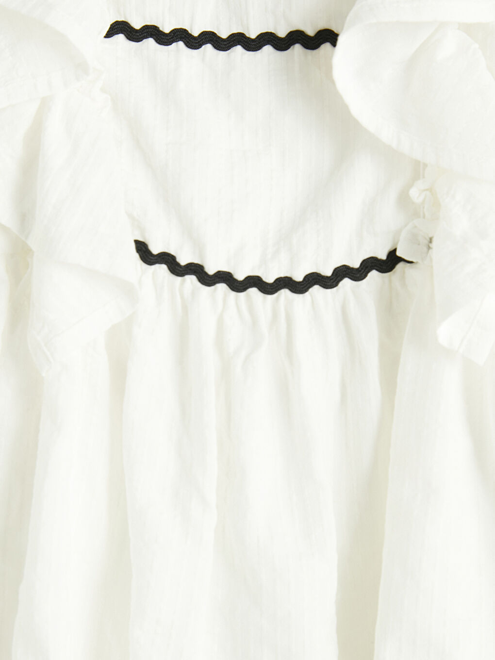 Ekru Kare Yaka Fırfırlı Kız Çocuk Elbise-2