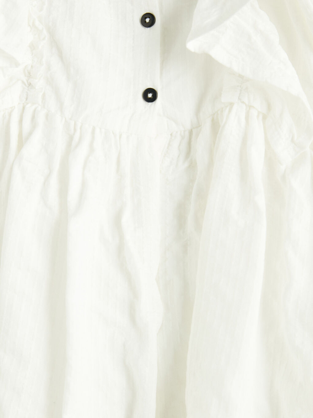 Ekru Kare Yaka Fırfırlı Kız Çocuk Elbise-3