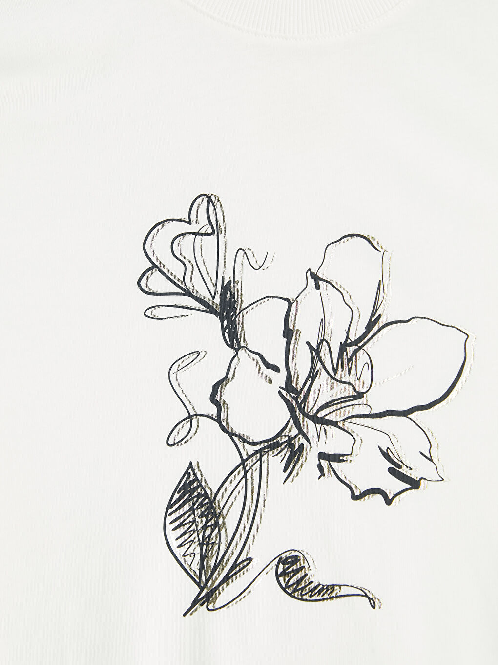 Crew Neck Flower Printed Women's T-Shirt-6