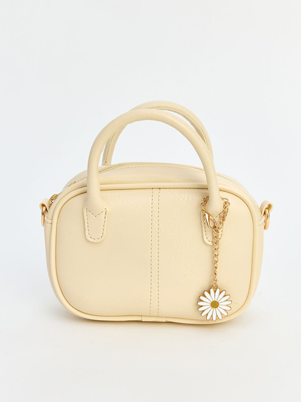 Sarı Papatya Aksesuarlı Deri Görünümlü Kadın Omuz Çantası