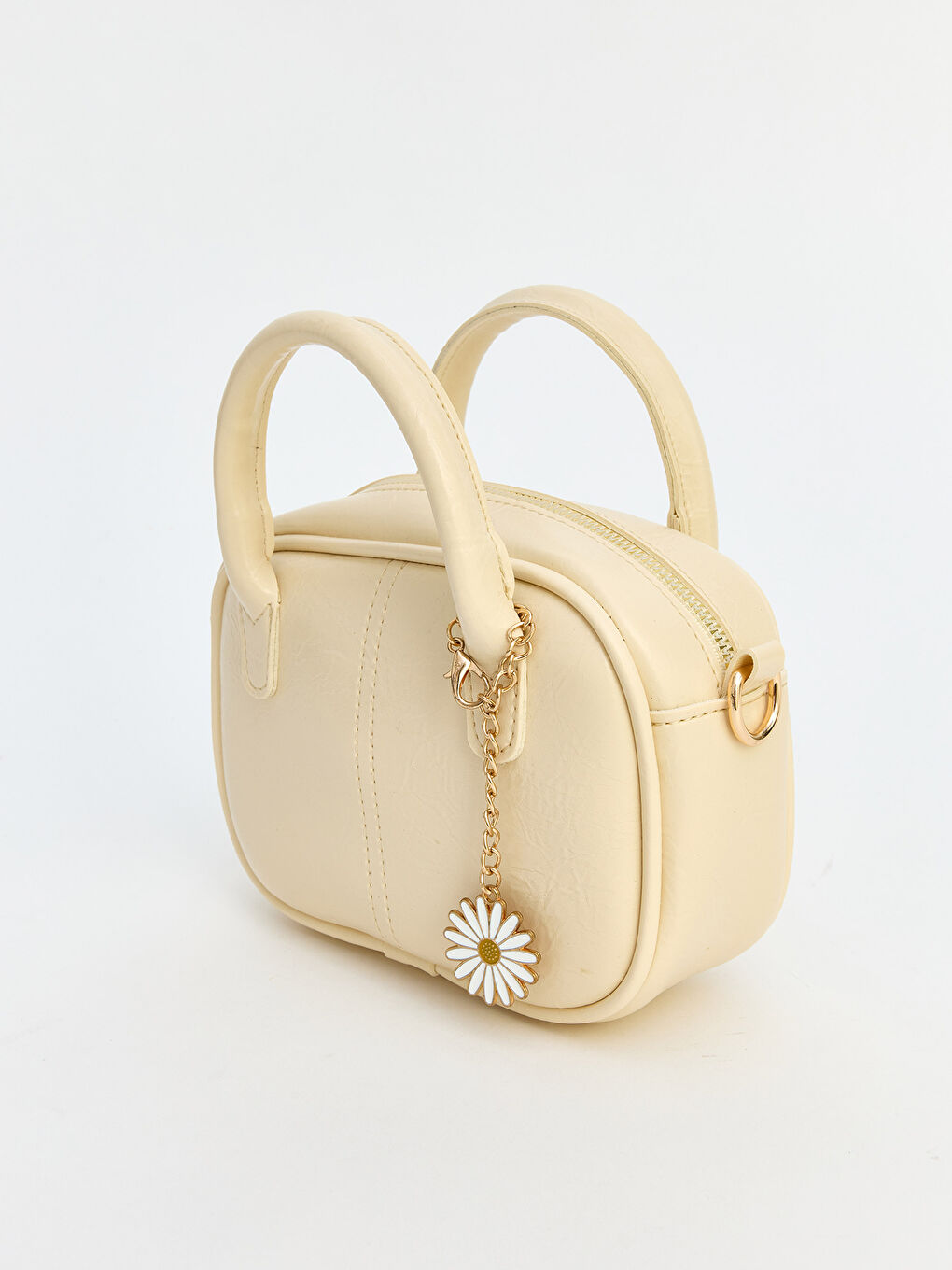 Sarı Papatya Aksesuarlı Deri Görünümlü Kadın Omuz Çantası-2