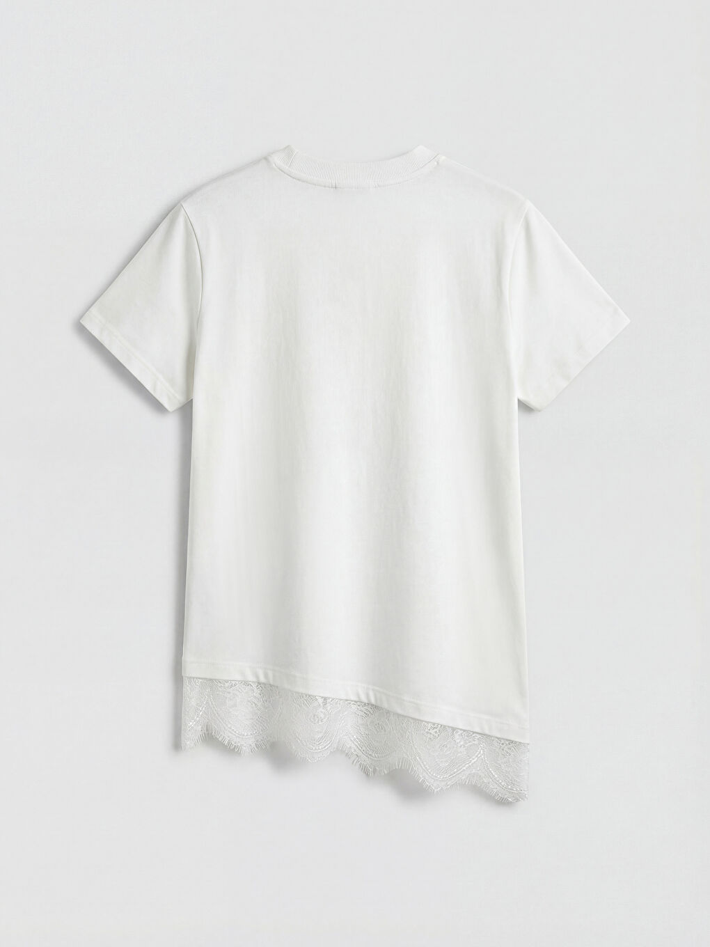 Crew Neck Lace Detailed Women's T-Shirt-5