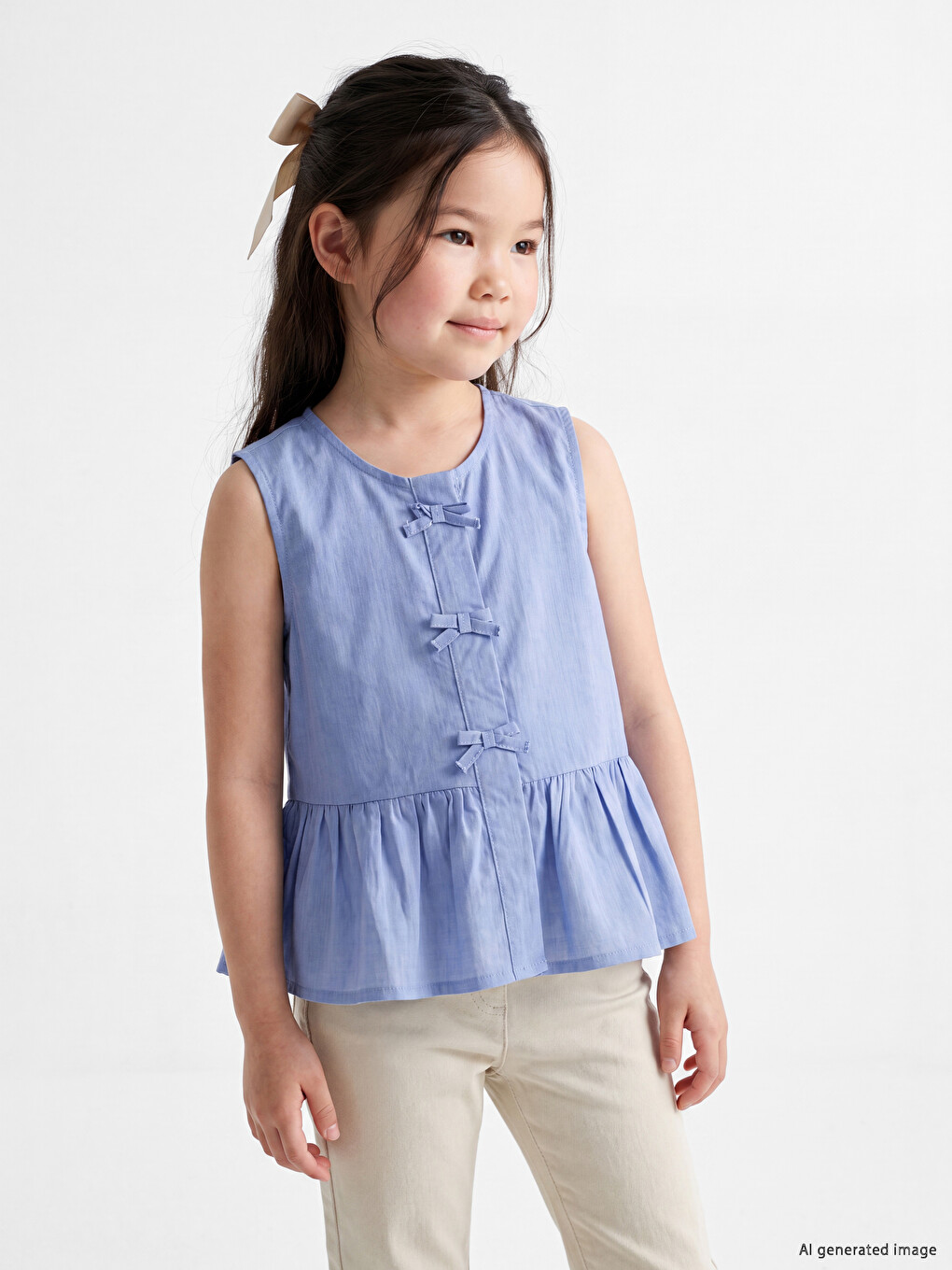 Bow And Ruffled Girls' Shirt