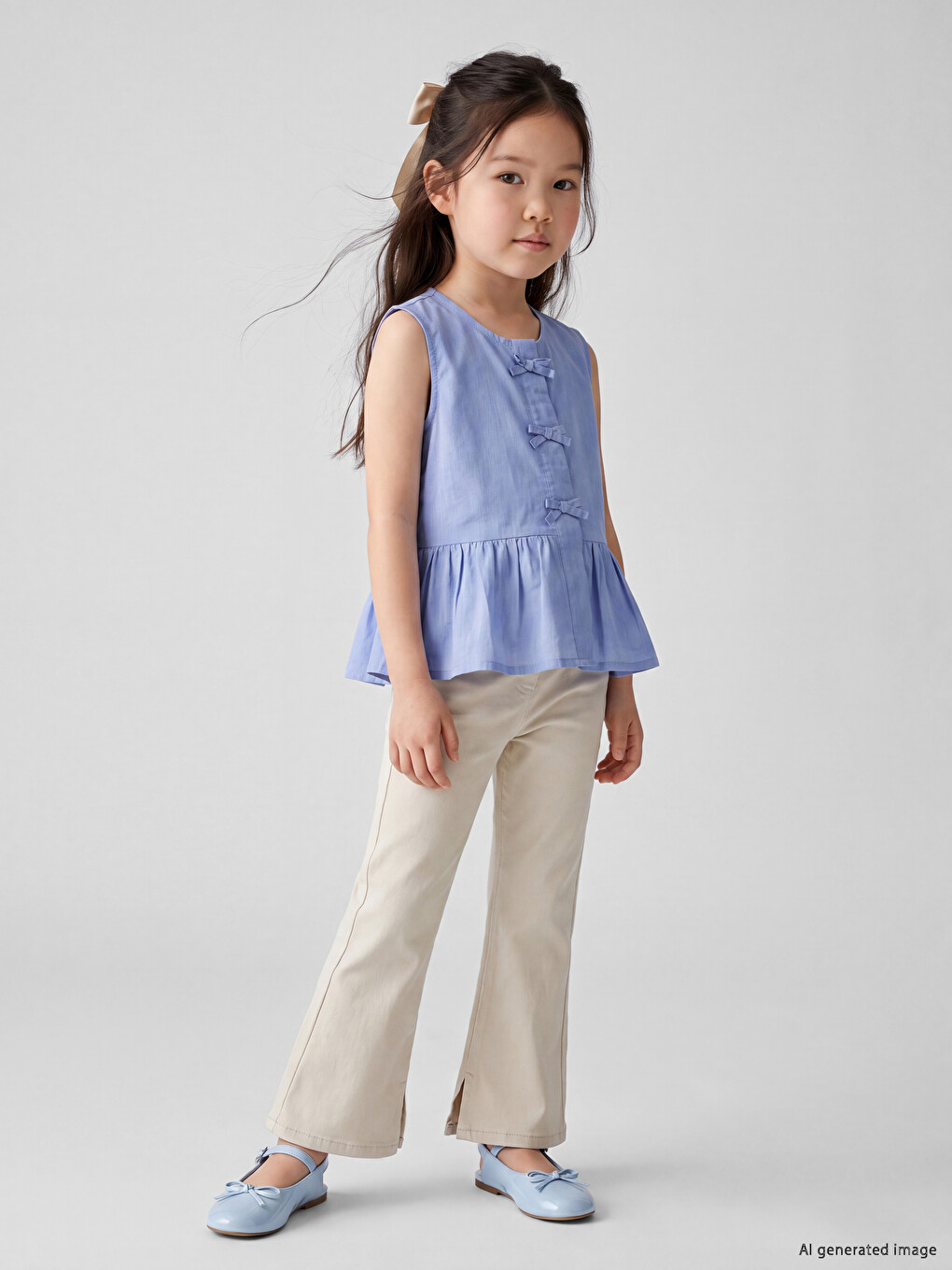 Bow And Ruffled Girls' Shirt-1