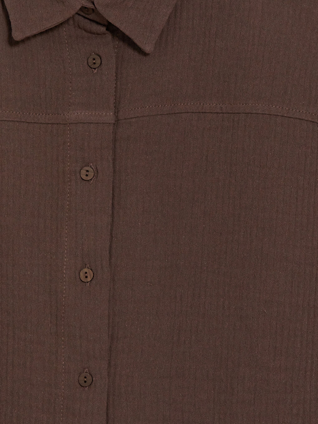 Kahverengi Müslin Kadın Gömlek-2